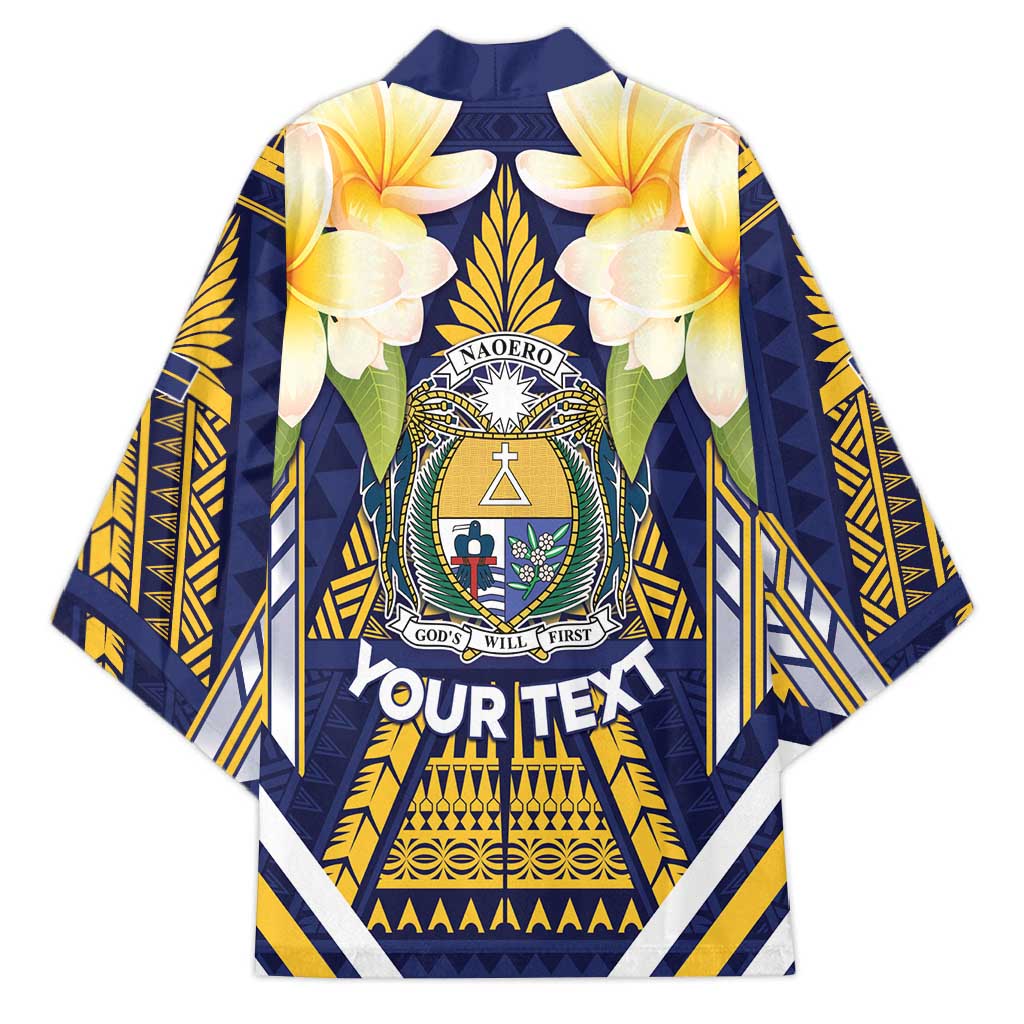Personalised Nauru Independence Day Kimono Coat Of Arms With Plumeria LT05 - Polynesian Pride