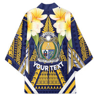 Personalised Nauru Independence Day Kimono Coat Of Arms With Plumeria LT05 - Polynesian Pride