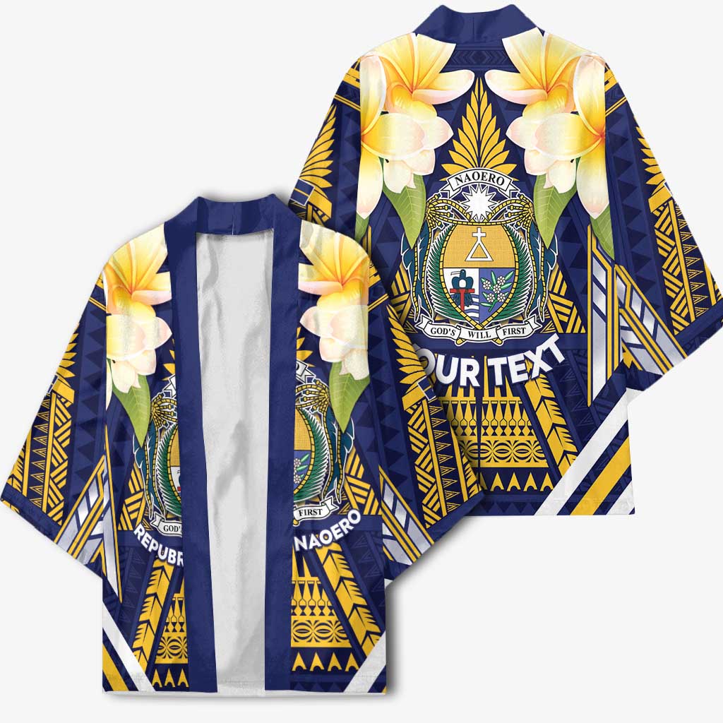 Personalised Nauru Independence Day Kimono Coat Of Arms With Plumeria LT05 - Polynesian Pride