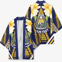 Personalised Nauru Independence Day Kimono Coat Of Arms With Plumeria LT05 - Polynesian Pride