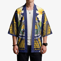 Personalised Nauru Independence Day Kimono Coat Of Arms With Plumeria LT05 - Polynesian Pride