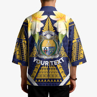 Personalised Nauru Independence Day Kimono Coat Of Arms With Plumeria LT05 - Polynesian Pride