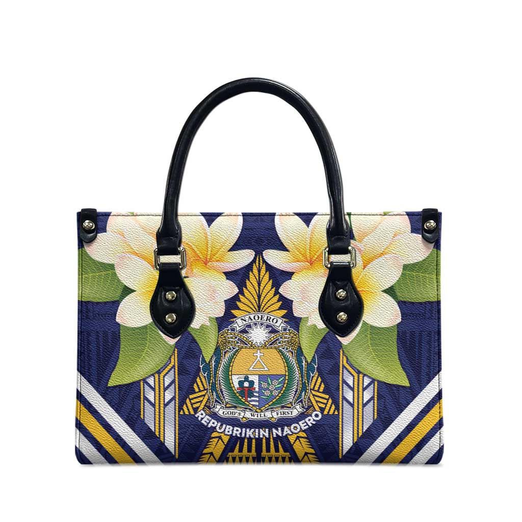 Nauru Independence Day Leather Bag Coat Of Arms With Plumeria LT05 - Polynesian Pride