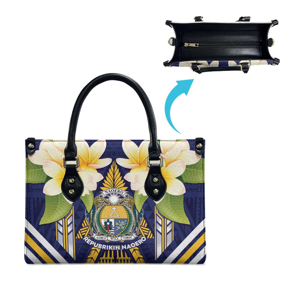 Nauru Independence Day Leather Bag Coat Of Arms With Plumeria LT05 - Polynesian Pride