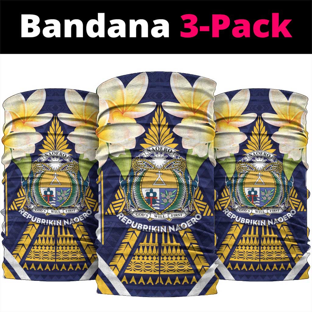 Nauru Independence Day Neck Gaiter Coat Of Arms With Plumeria LT05 package One Size: 25*50cm Navy - Polynesian Pride