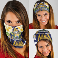 Nauru Independence Day Neck Gaiter Coat Of Arms With Plumeria LT05 - Polynesian Pride