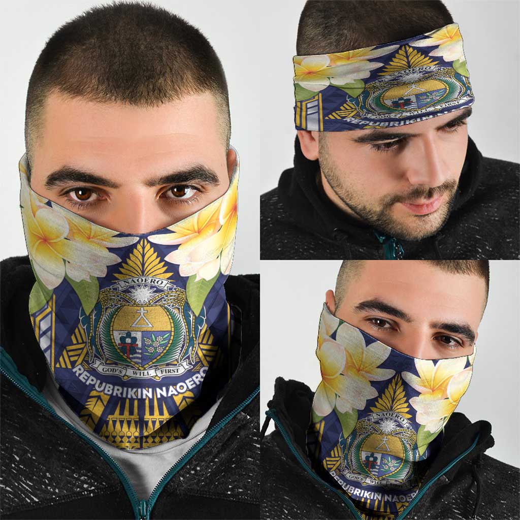 Nauru Independence Day Neck Gaiter Coat Of Arms With Plumeria LT05 - Polynesian Pride