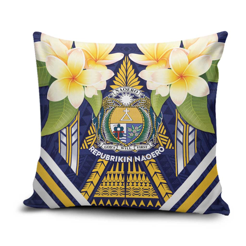Nauru Independence Day Pillow Cover Coat Of Arms With Plumeria LT05 Navy - Polynesian Pride