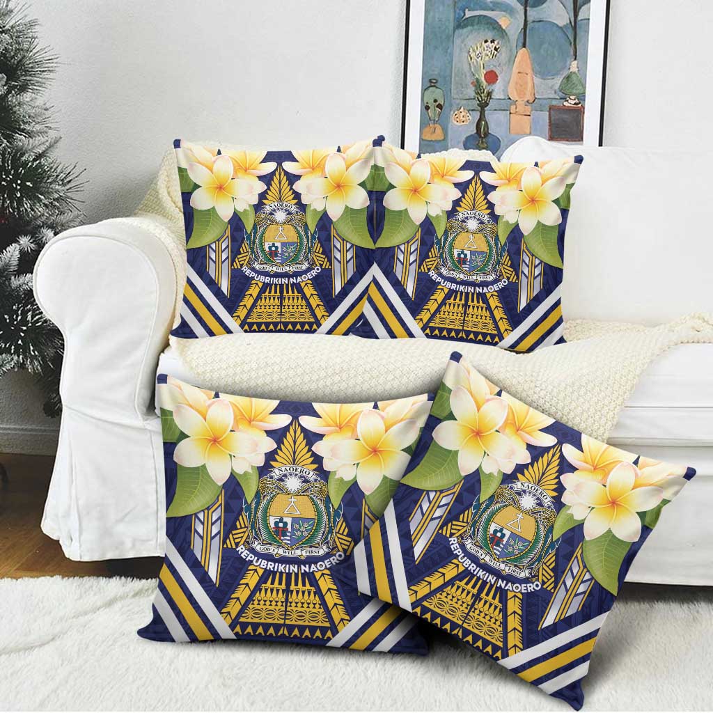 Nauru Independence Day Pillow Cover Coat Of Arms With Plumeria LT05 - Polynesian Pride