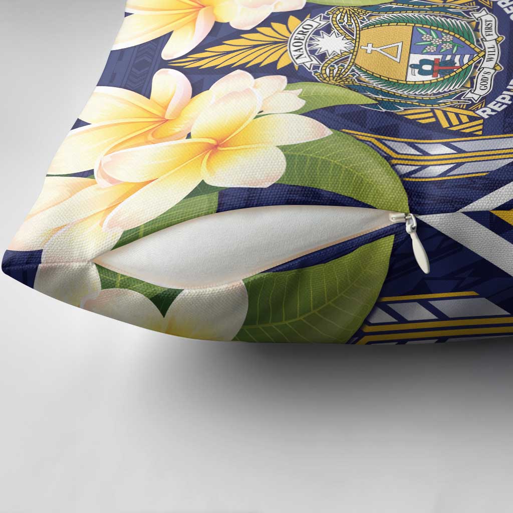 Nauru Independence Day Pillow Cover Coat Of Arms With Plumeria LT05 - Polynesian Pride