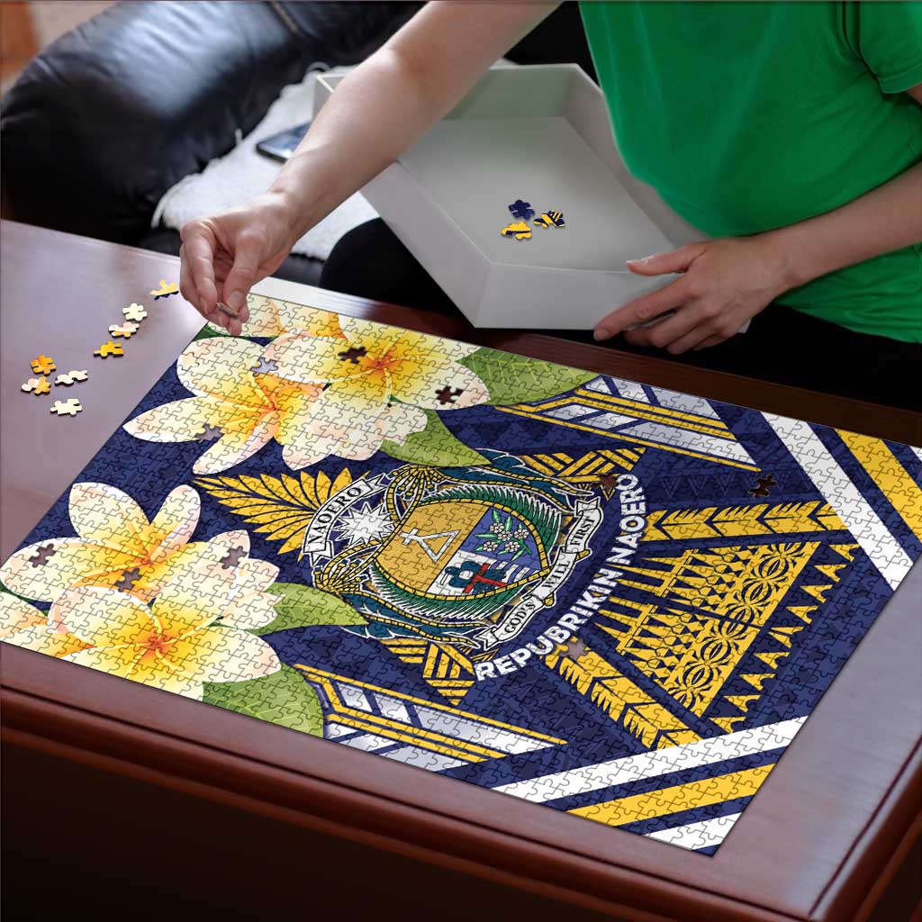 Nauru Independence Day Puzzle Coat Of Arms With Plumeria LT05 - Polynesian Pride