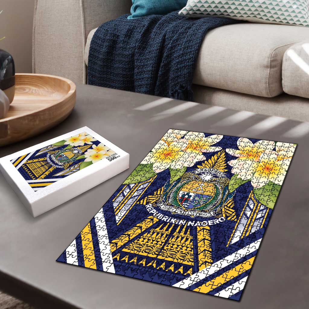 Nauru Independence Day Puzzle Coat Of Arms With Plumeria LT05 - Polynesian Pride