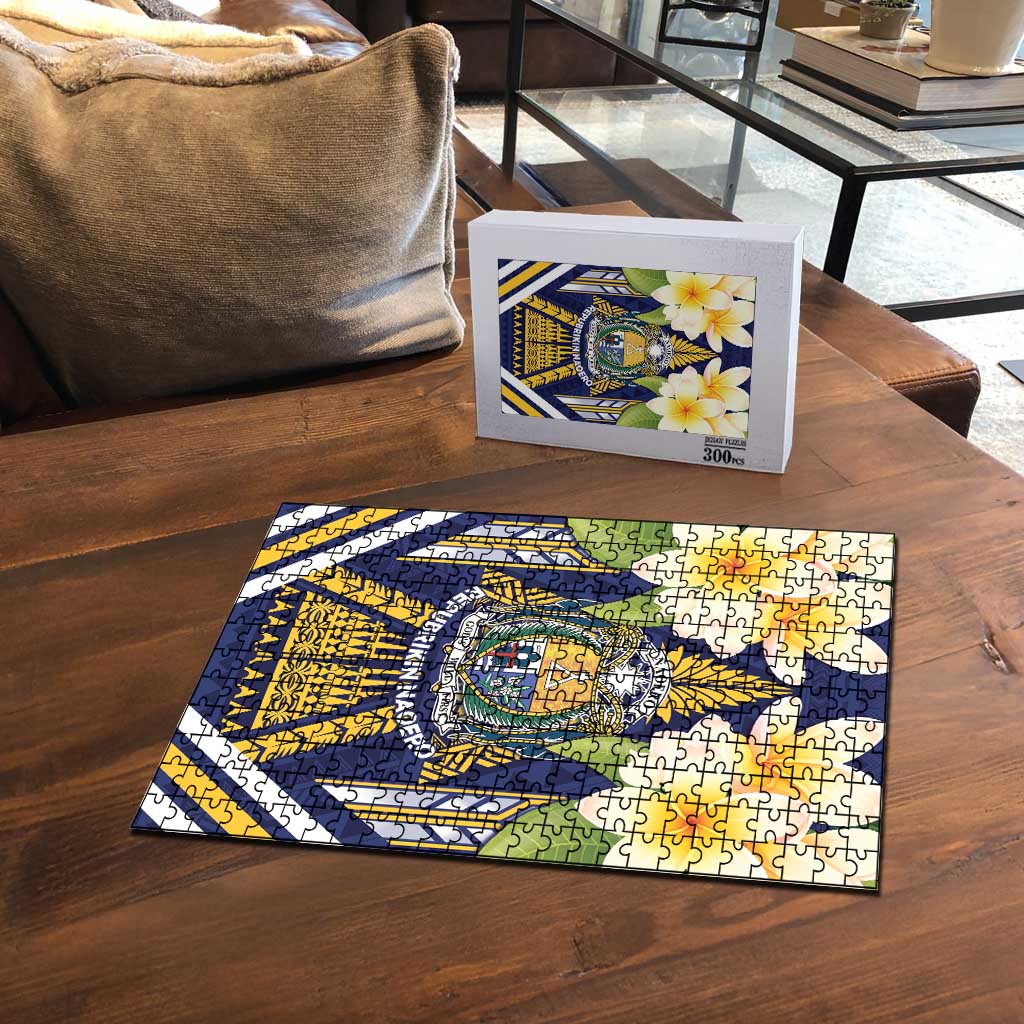 Nauru Independence Day Puzzle Coat Of Arms With Plumeria LT05 - Polynesian Pride