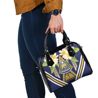 Nauru Independence Day Shoulder Handbag Coat Of Arms With Plumeria - Polynesian Pride