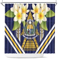 Nauru Independence Day Shower Curtain Coat Of Arms With Plumeria LT05 Navy - Polynesian Pride
