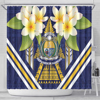 Nauru Independence Day Shower Curtain Coat Of Arms With Plumeria LT05 - Polynesian Pride