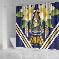 Nauru Independence Day Shower Curtain Coat Of Arms With Plumeria LT05 - Polynesian Pride