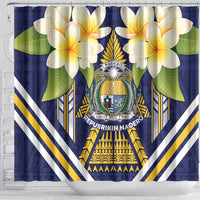 Nauru Independence Day Shower Curtain Coat Of Arms With Plumeria LT05 - Polynesian Pride