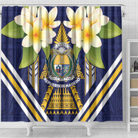 Nauru Independence Day Shower Curtain Coat Of Arms With Plumeria LT05 - Polynesian Pride