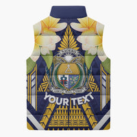 Personalised Nauru Independence Day Sleeveless Puffer Jacket Coat Of Arms With Plumeria LT05 - Polynesian Pride