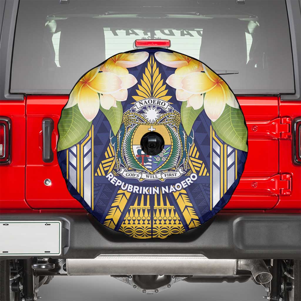 Nauru Independence Day Spare Tire Cover Coat Of Arms With Plumeria LT05 - Polynesian Pride
