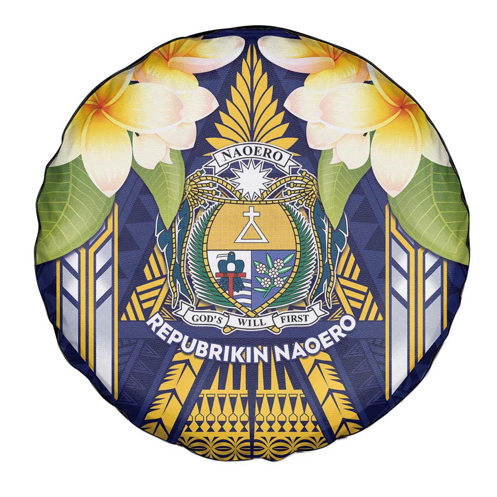Nauru Independence Day Spare Tire Cover Coat Of Arms With Plumeria LT05 - Polynesian Pride