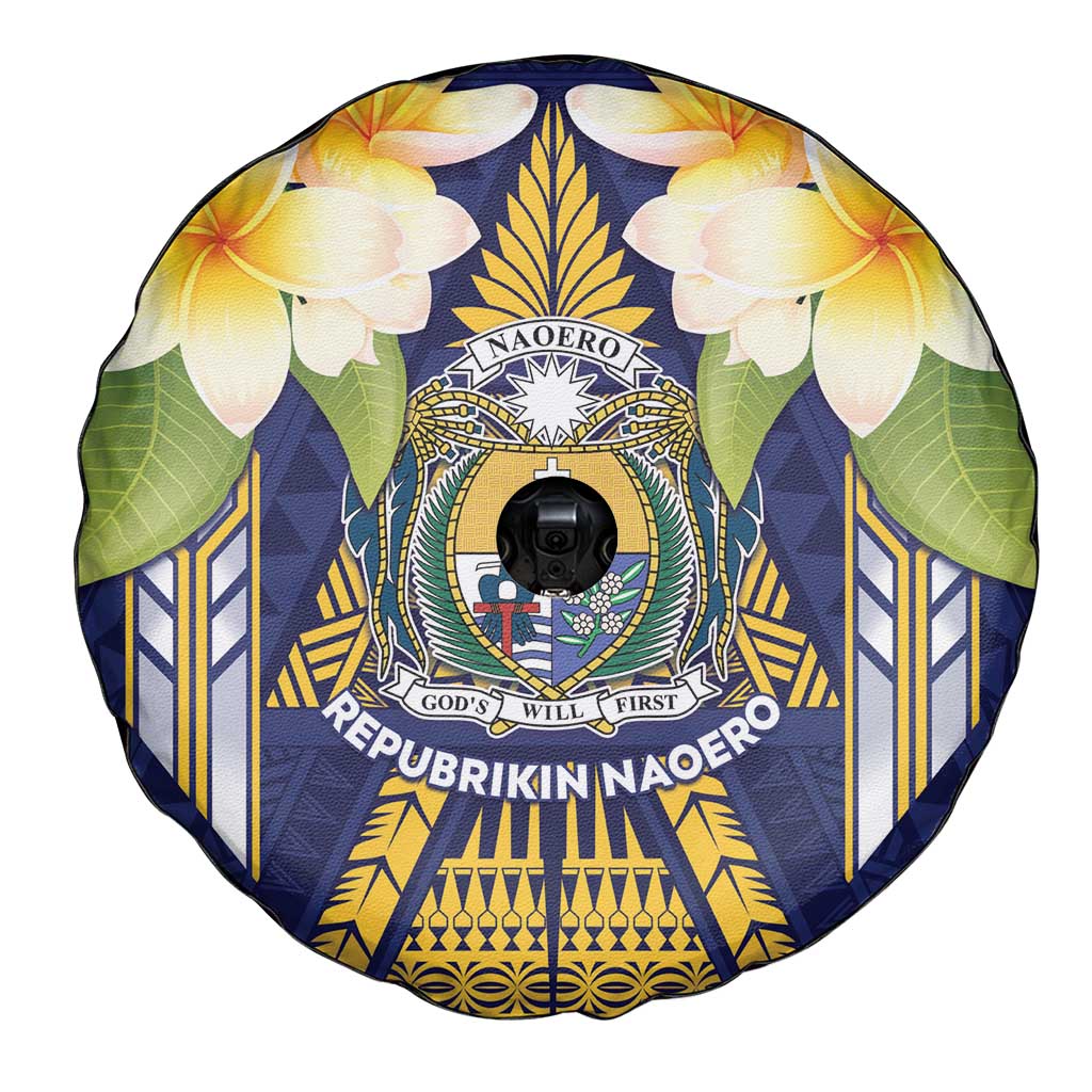 Nauru Independence Day Spare Tire Cover Coat Of Arms With Plumeria LT05 - Polynesian Pride