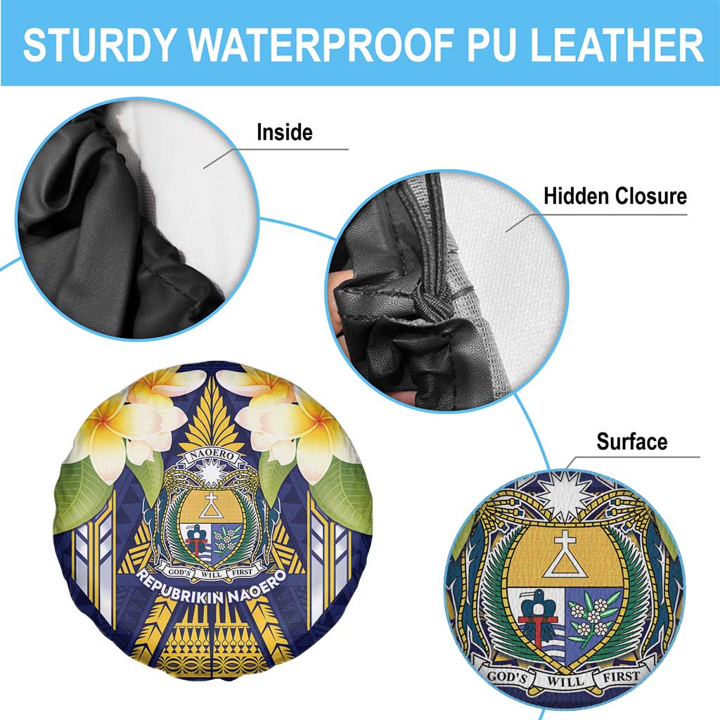 Nauru Independence Day Spare Tire Cover Coat Of Arms With Plumeria LT05 - Polynesian Pride