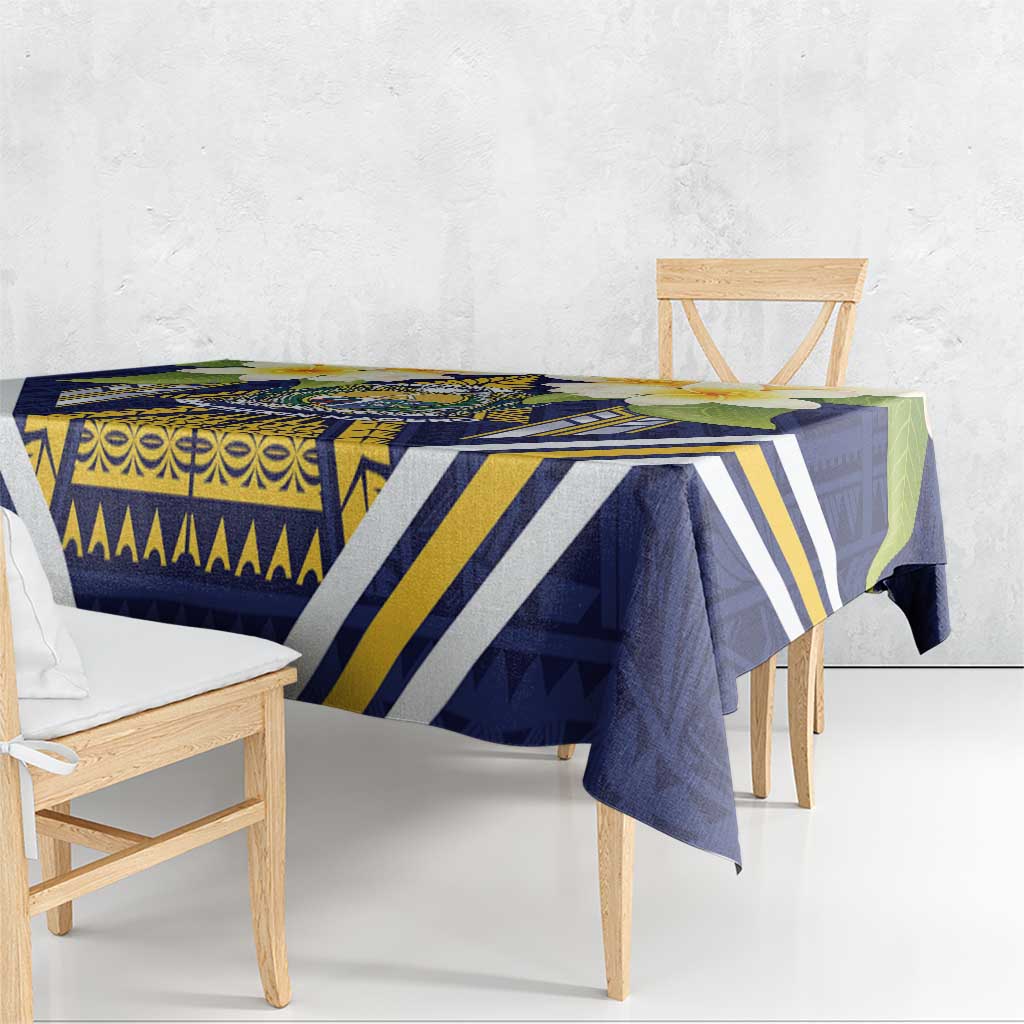 Nauru Independence Day Tablecloth Coat Of Arms With Plumeria LT05 - Polynesian Pride