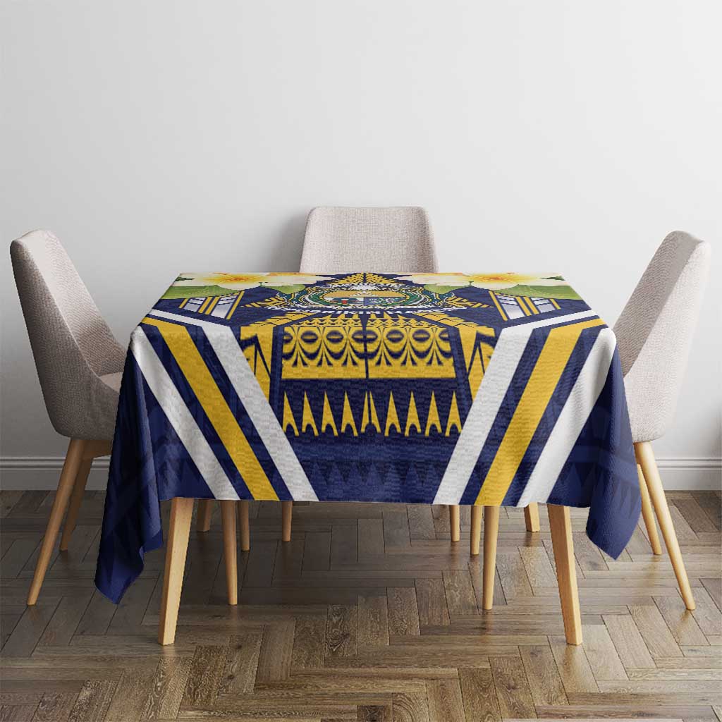 Nauru Independence Day Tablecloth Coat Of Arms With Plumeria LT05 - Polynesian Pride