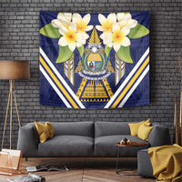 Nauru Independence Day Tapestry Coat Of Arms With Plumeria LT05 Navy - Polynesian Pride