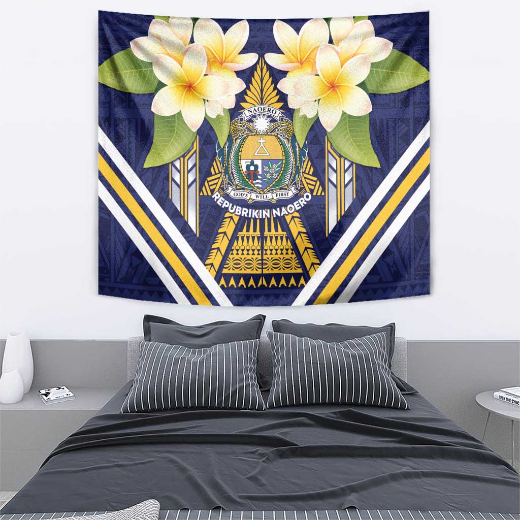 Nauru Independence Day Tapestry Coat Of Arms With Plumeria LT05 - Polynesian Pride