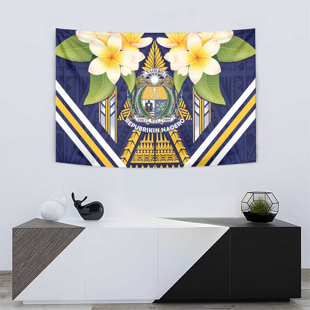 Nauru Independence Day Tapestry Coat Of Arms With Plumeria LT05 - Polynesian Pride