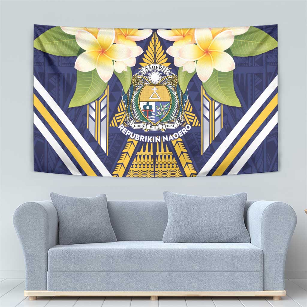 Nauru Independence Day Tapestry Coat Of Arms With Plumeria LT05 - Polynesian Pride