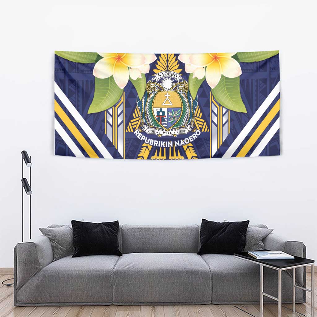 Nauru Independence Day Tapestry Coat Of Arms With Plumeria LT05 - Polynesian Pride