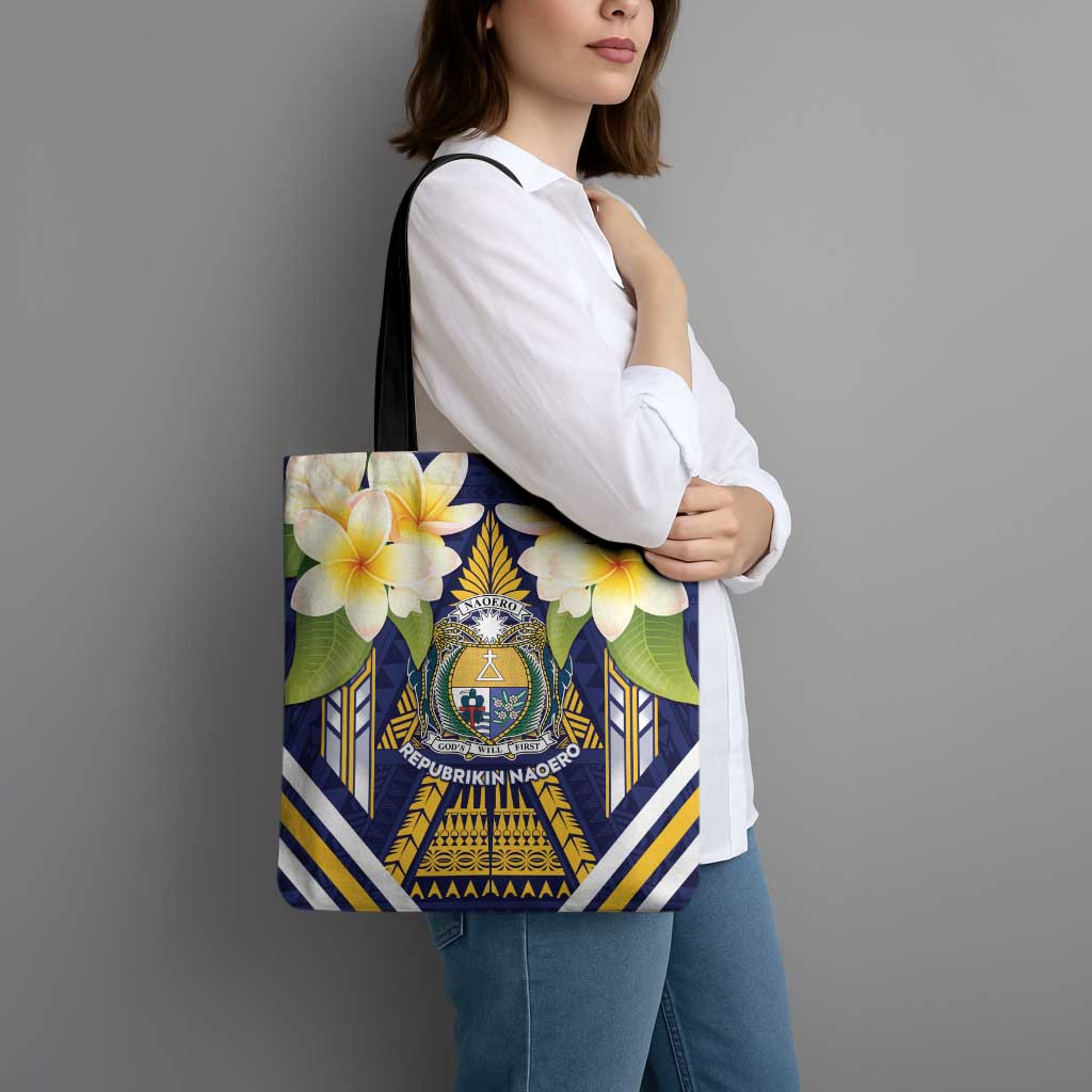 Nauru Independence Day Tote Bag Coat Of Arms With Plumeria LT05 - Polynesian Pride