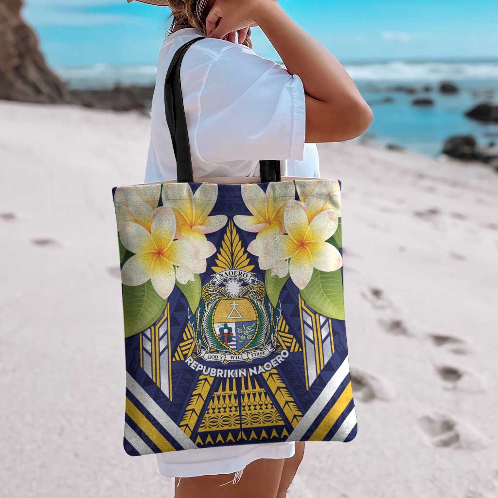 Nauru Independence Day Tote Bag Coat Of Arms With Plumeria LT05 - Polynesian Pride
