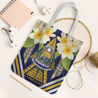 Nauru Independence Day Tote Bag Coat Of Arms With Plumeria LT05 White Strap One Size Navy - Polynesian Pride