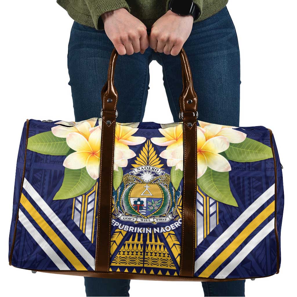 Nauru Independence Day Travel Bag Coat Of Arms With Plumeria LT05 Navy - Polynesian Pride
