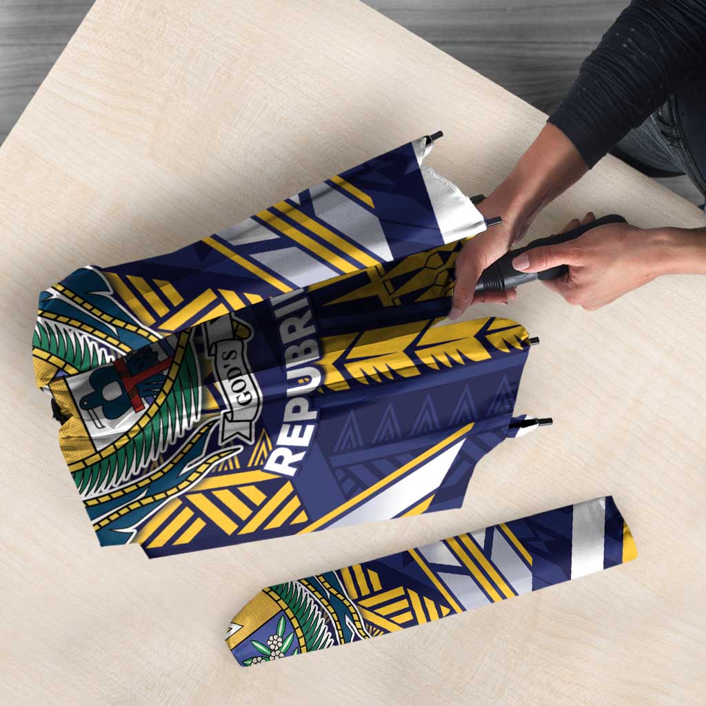 Nauru Independence Day Umbrella Coat Of Arms With Plumeria LT05 - Polynesian Pride