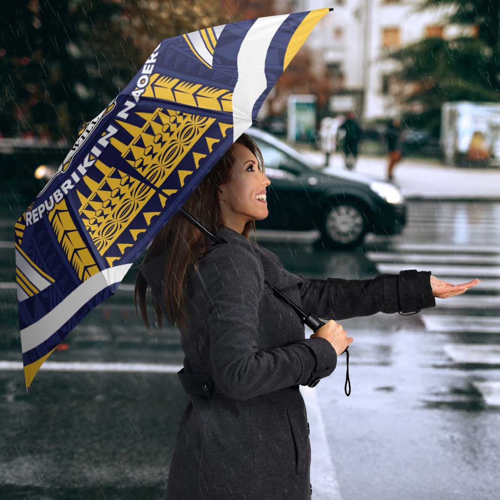 Nauru Independence Day Umbrella Coat Of Arms With Plumeria LT05 - Polynesian Pride
