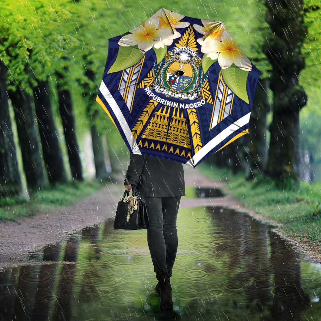 Nauru Independence Day Umbrella Coat Of Arms With Plumeria LT05 - Polynesian Pride