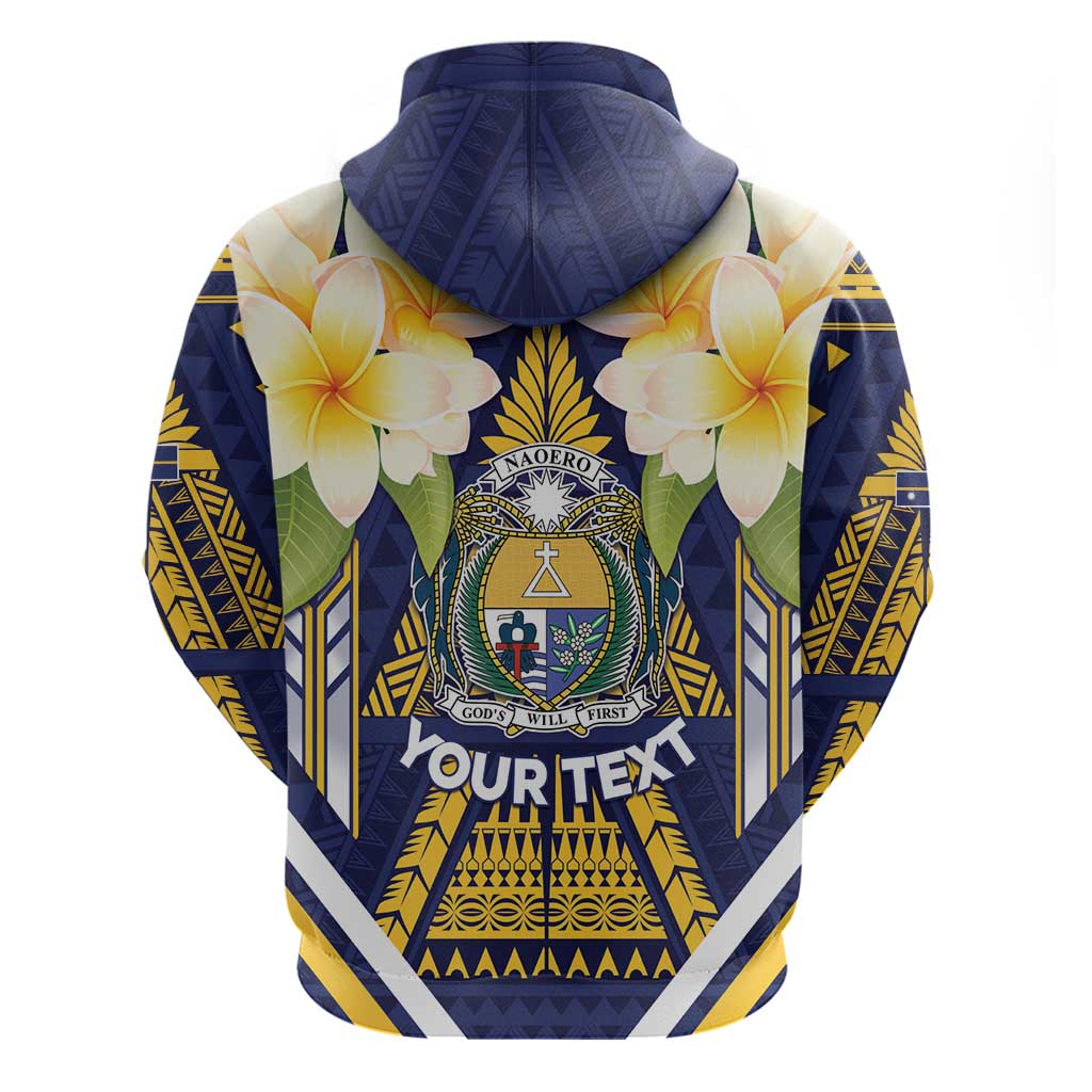 Personalised Nauru Independence Day Zip Hoodie Coat Of Arms With Plumeria LT05 - Polynesian Pride