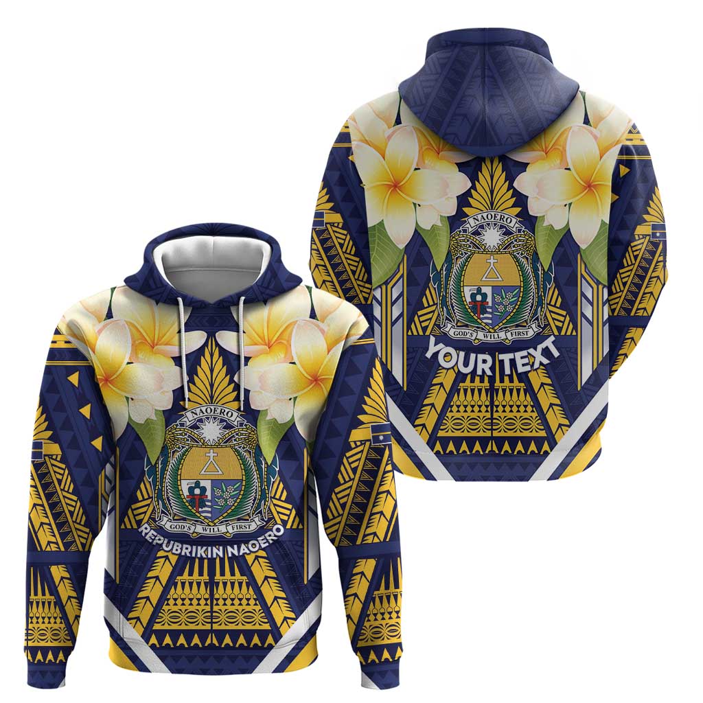 Personalised Nauru Independence Day Zip Hoodie Coat Of Arms With Plumeria LT05 - Polynesian Pride