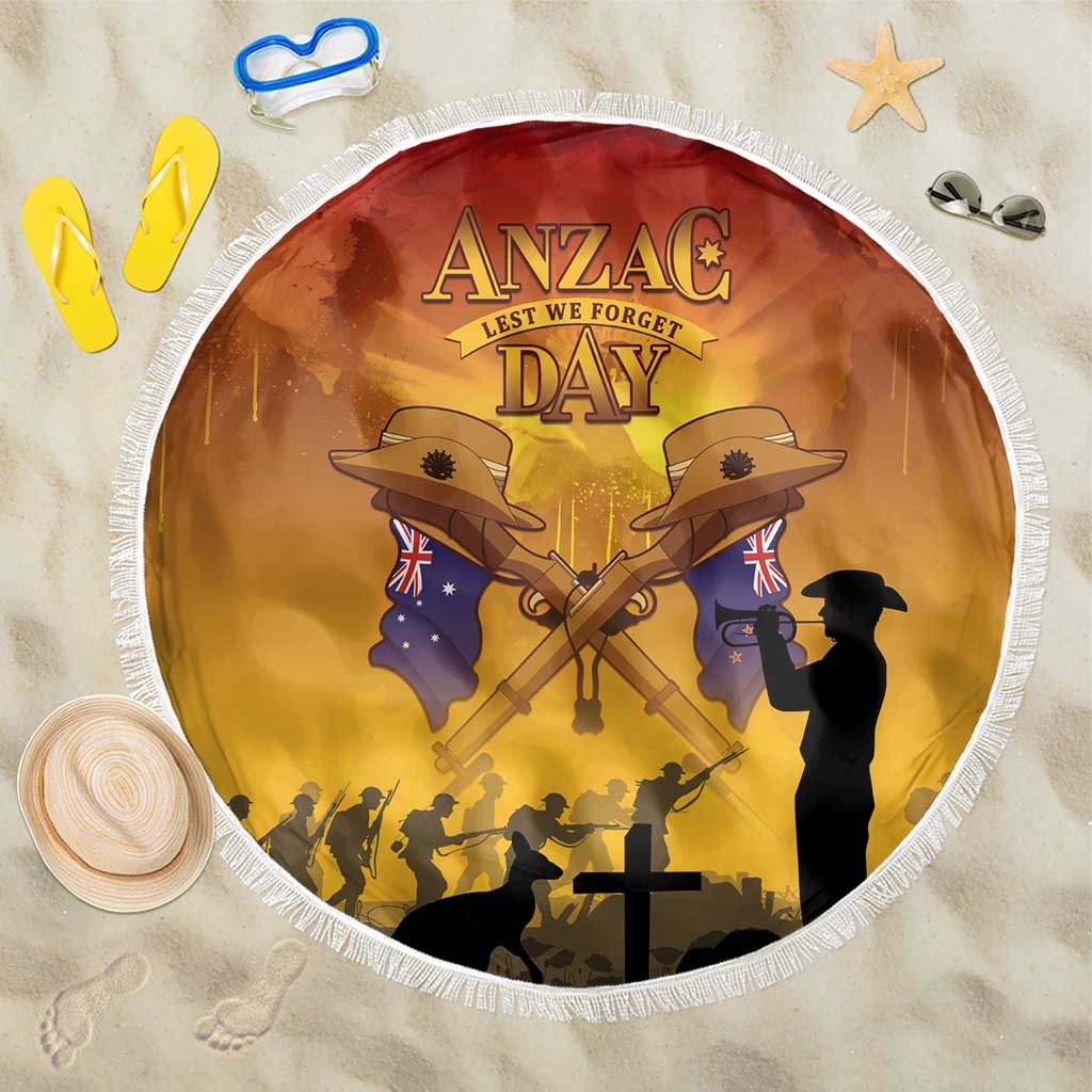 ANZAC Day Beach Blanket Australia And New Zealand Slouch Hats LT05 One Size 150cm Yellow - Polynesian Pride