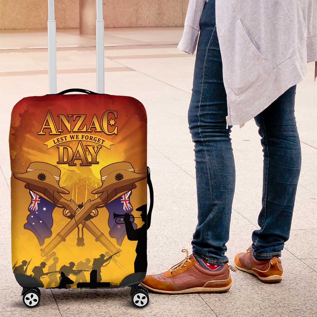 ANZAC Day Luggage Cover Australia And New Zealand Slouch Hats LT05 Yellow - Polynesian Pride