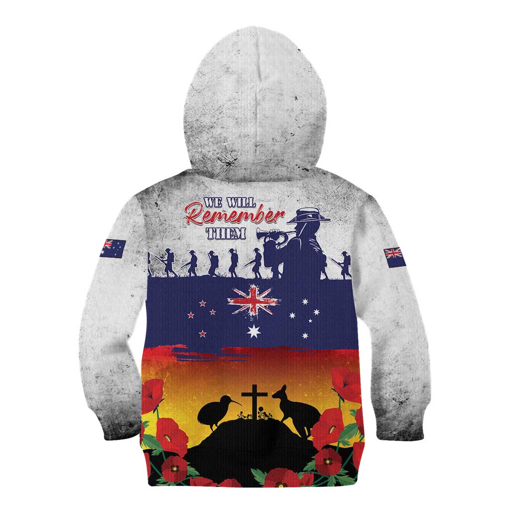 New Zealand And Australia ANZAC Last Post Kid Hoodie LT05 - Polynesian Pride
