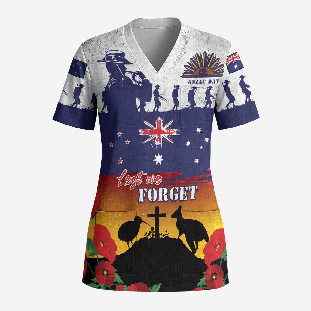 New Zealand And Australia ANZAC Last Post Scrub Top - Polynesian Pride