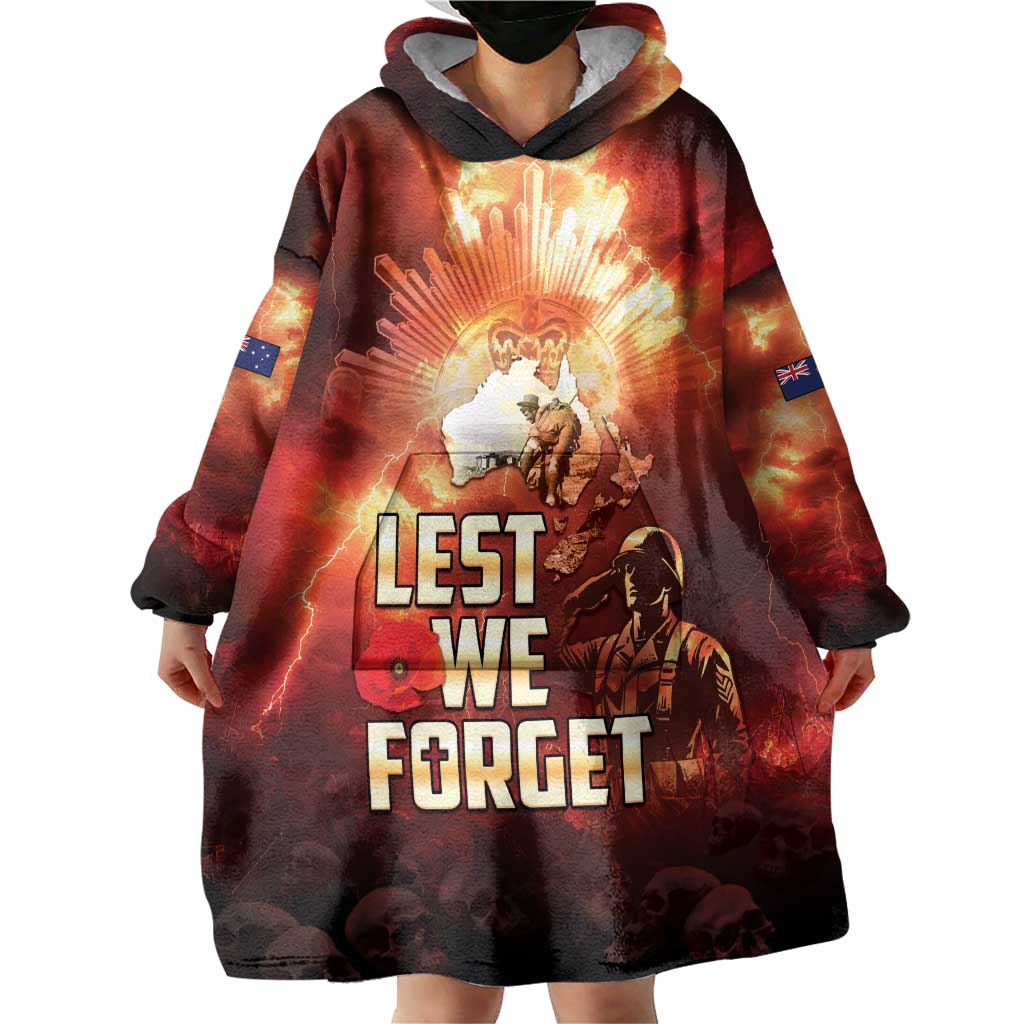 Honouring The ANZAC Spirit Wearable Blanket Hoodie Gallipoli Lest We Forget