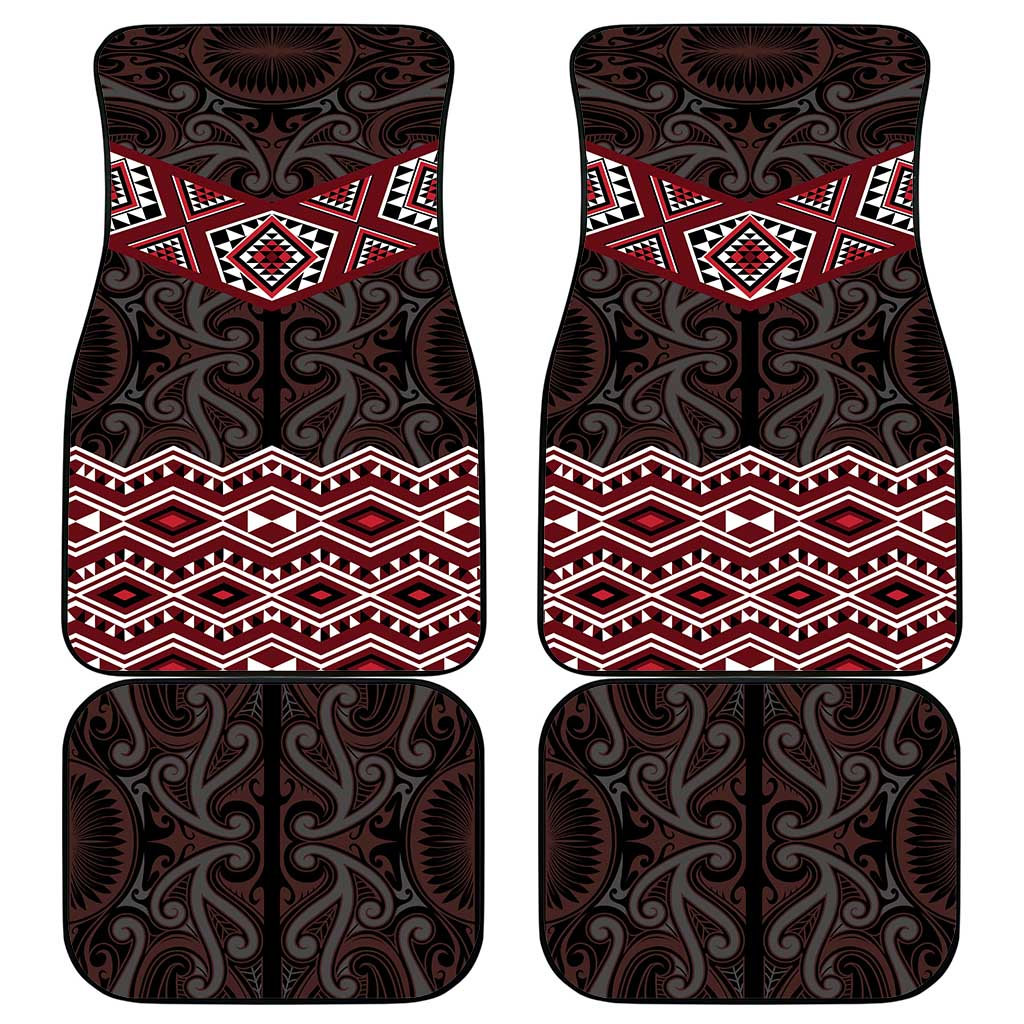 New Zealand Aotearoa Car Mats Red Taniko Art Maori Pattern